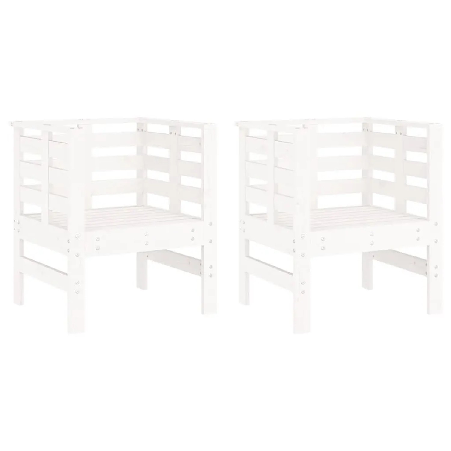 vidaXL Gartenstühle 2 Stk Weiß 61,5x53x71 cm Massivholz Kiefer 825129 günstig online kaufen