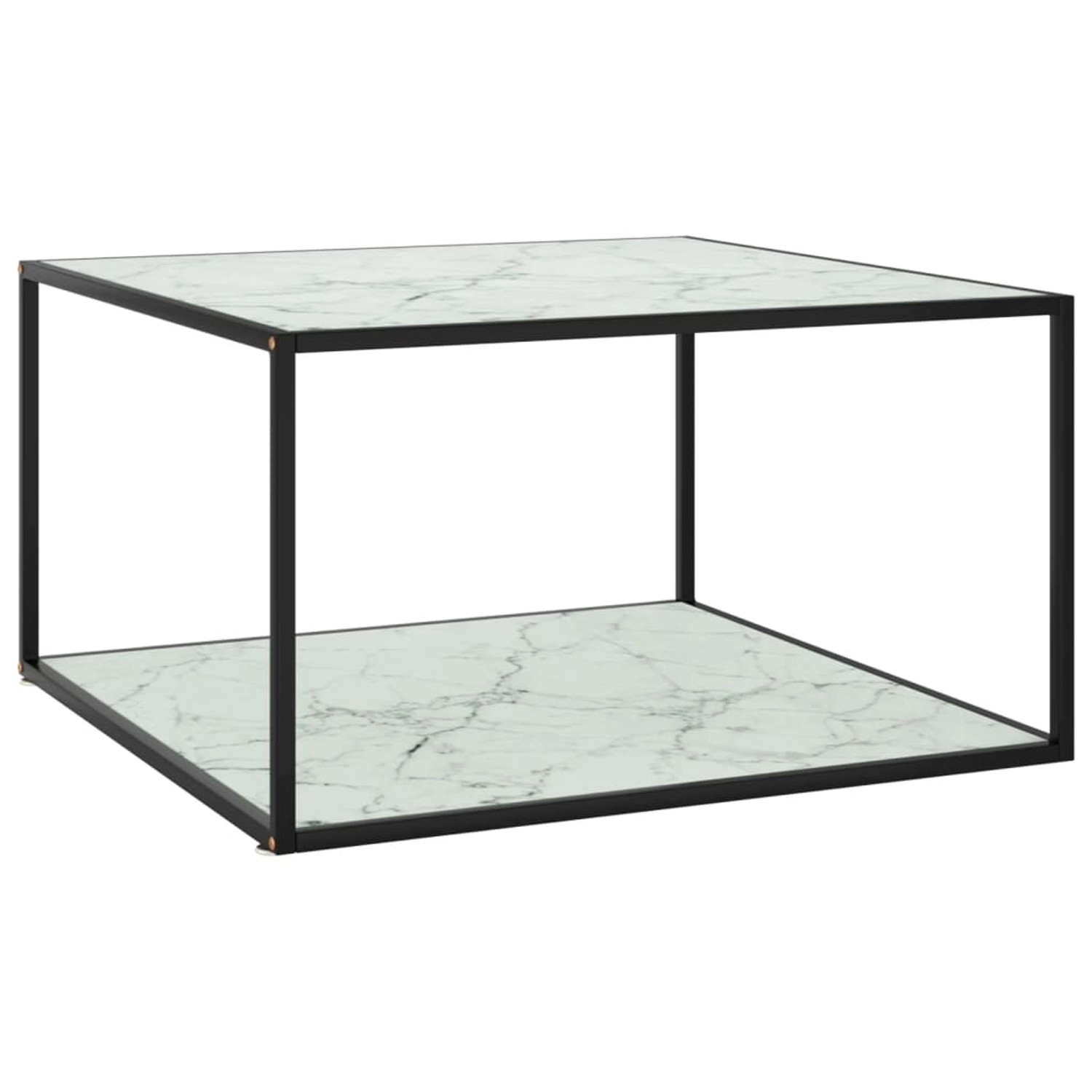 vidaXL Couchtisch Schwarz mit Weißem Glas Marmor-Optik 90x90x50 cm 322913 günstig online kaufen