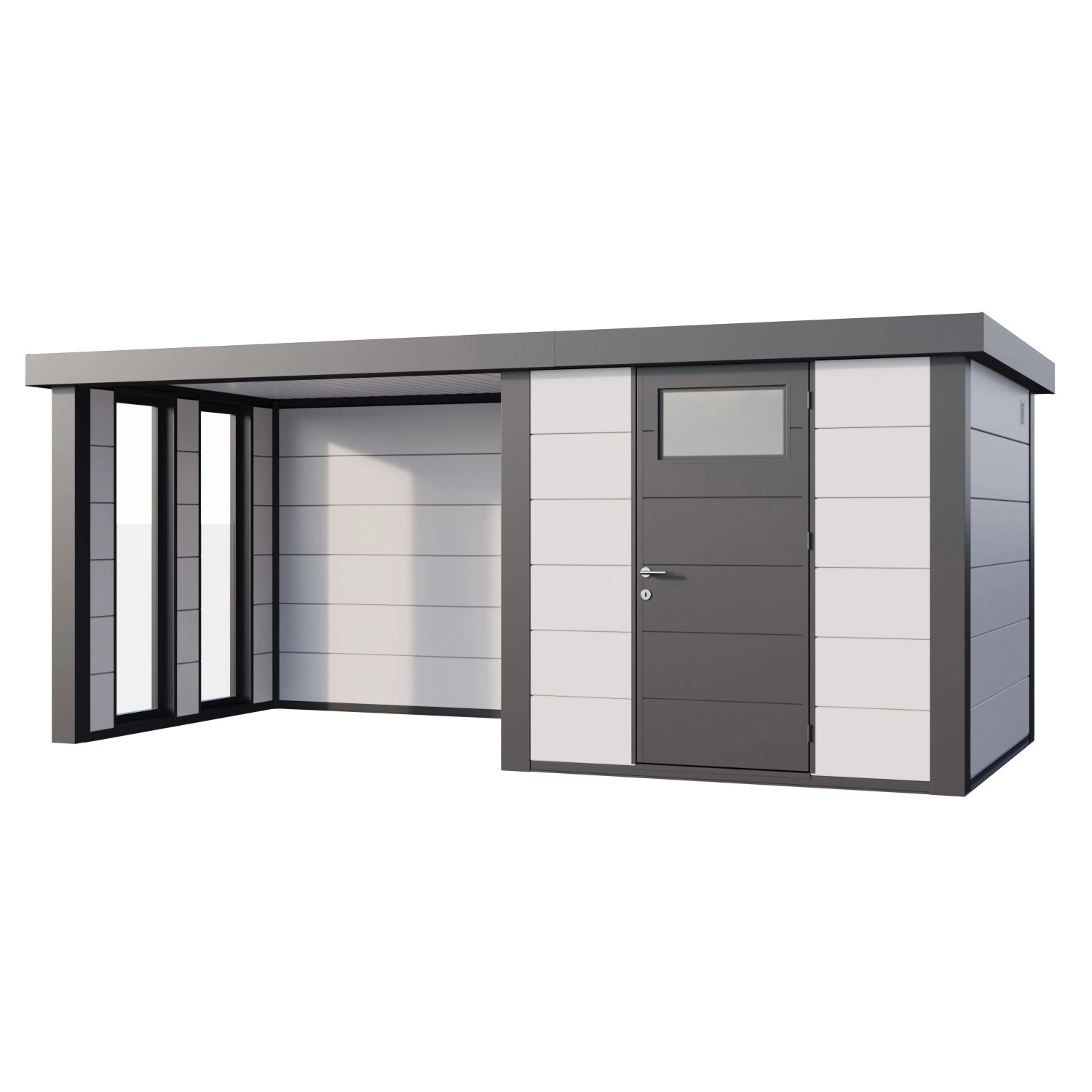 Gerätehaus Classico 2424 mit Lounge S Links m. Fenster 522 cm x 238 cm Weiß günstig online kaufen