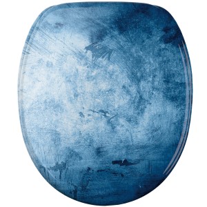 SANILO WC-Sitz Solium mit Absenkautomatik, blaues abstraktes Muster.