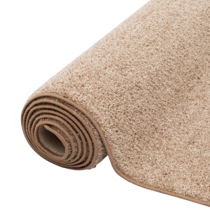 Gerollter, naturfarbener Snapstyle Hochflor Velours Teppichläufer Mona, 80x320cm.
