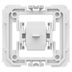Weißer Homematic IP Adapter für Gira Schalterserien, quadratische Kunststoffhalterung für Hausautomation.