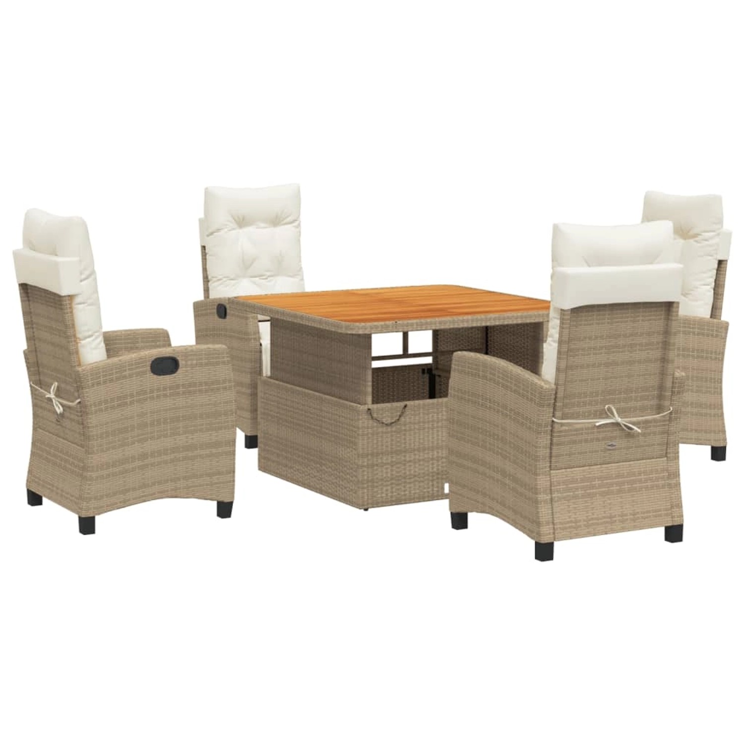 vidaXL 5-tlg Garten-Essgruppe mit Kissen Beige Poly Rattan Modell 46 günstig online kaufen