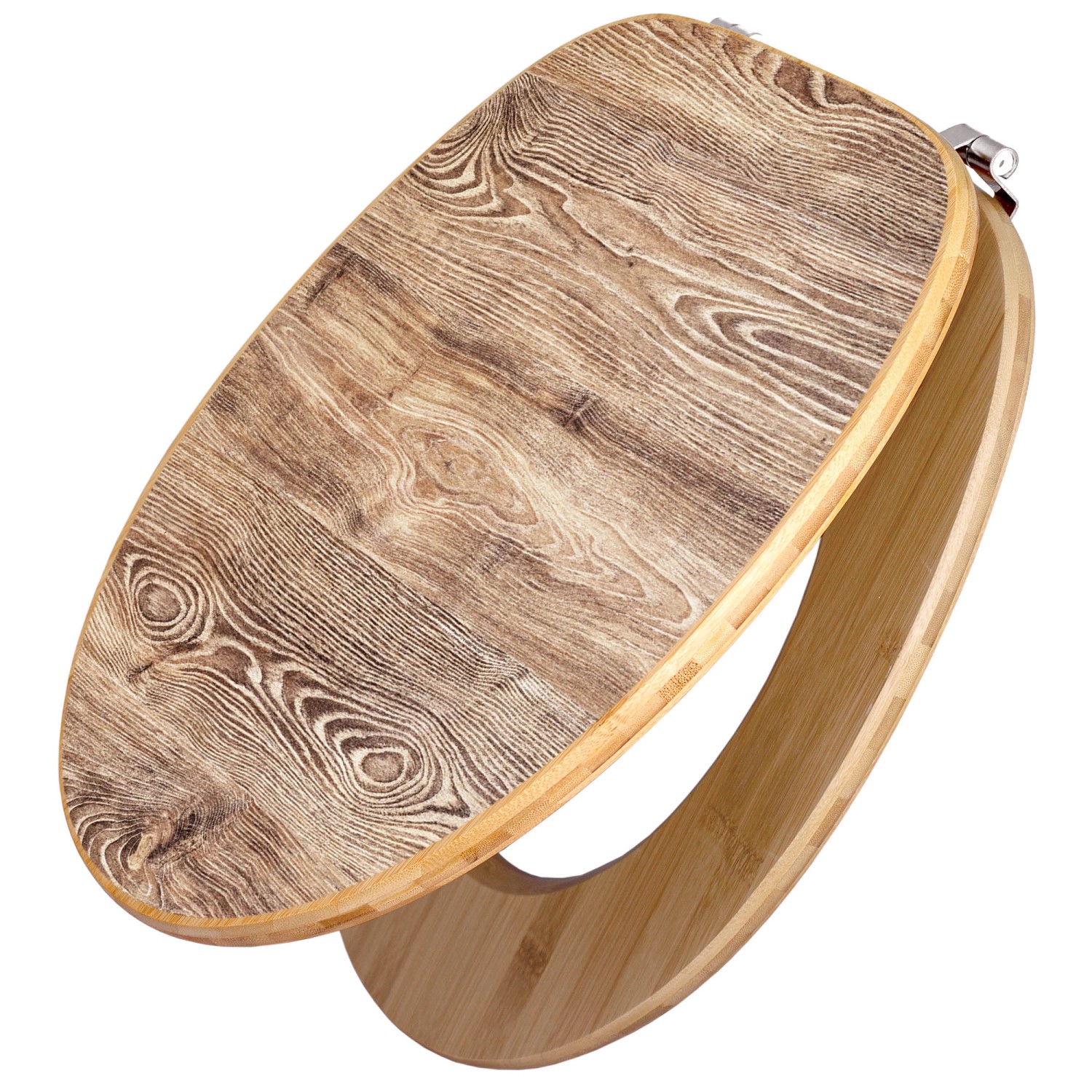 Banjado WC-Sitz aus Bambus mit Maserung, Holz Toilettendeckel für Standard WC Schüsseln.