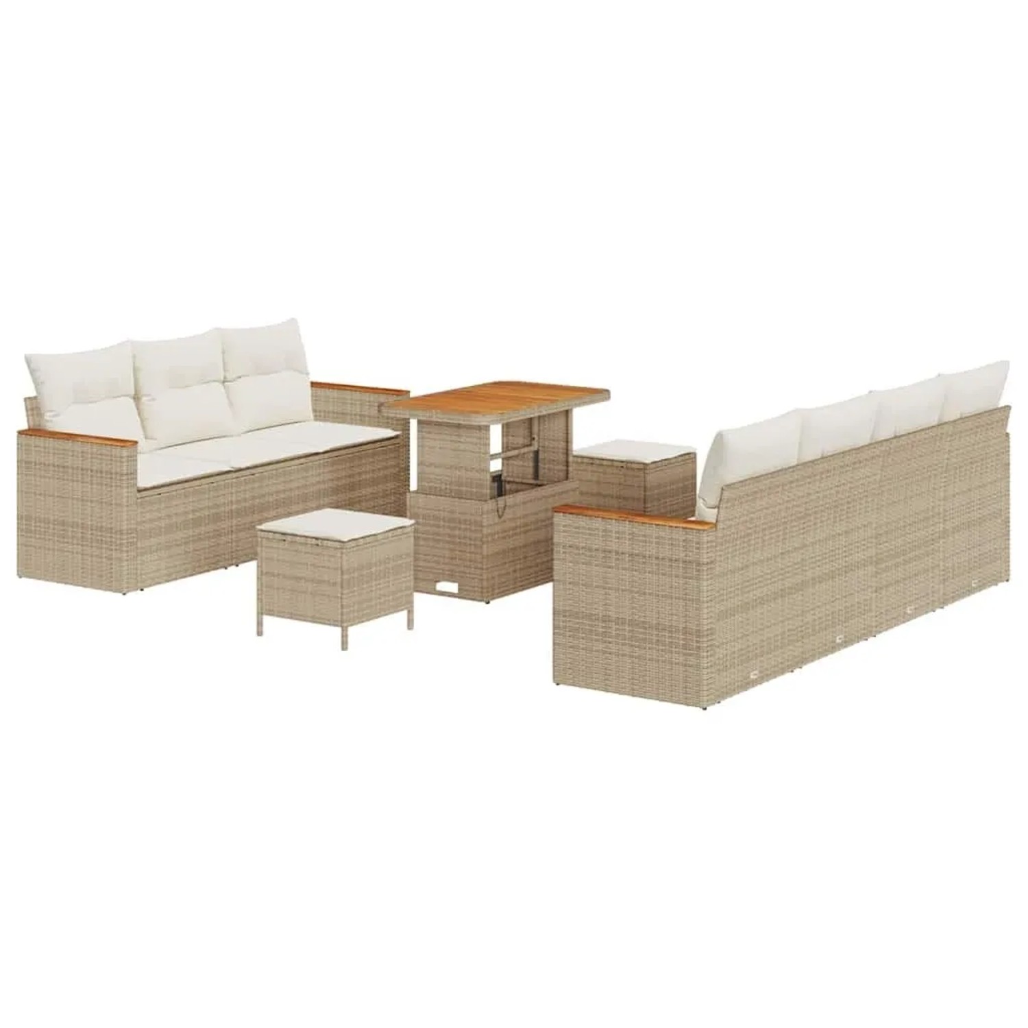 vidaXL Gartensofa-Set mit Kissen 14 Stk Beige und Creme Poly-Rattan 3364961 günstig online kaufen
