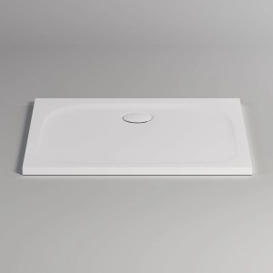 Weiße, rechteckige pianura Duschwanne Emilia aus Mineralguss, 90x80 cm.