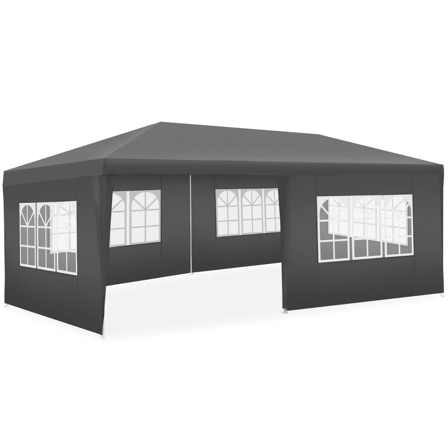 Tectake Pavillon Novara 6 x 3 M Im Stecksystem 5 Abnehmbare Seitenteile 600 x 300 x 250 cm Grau