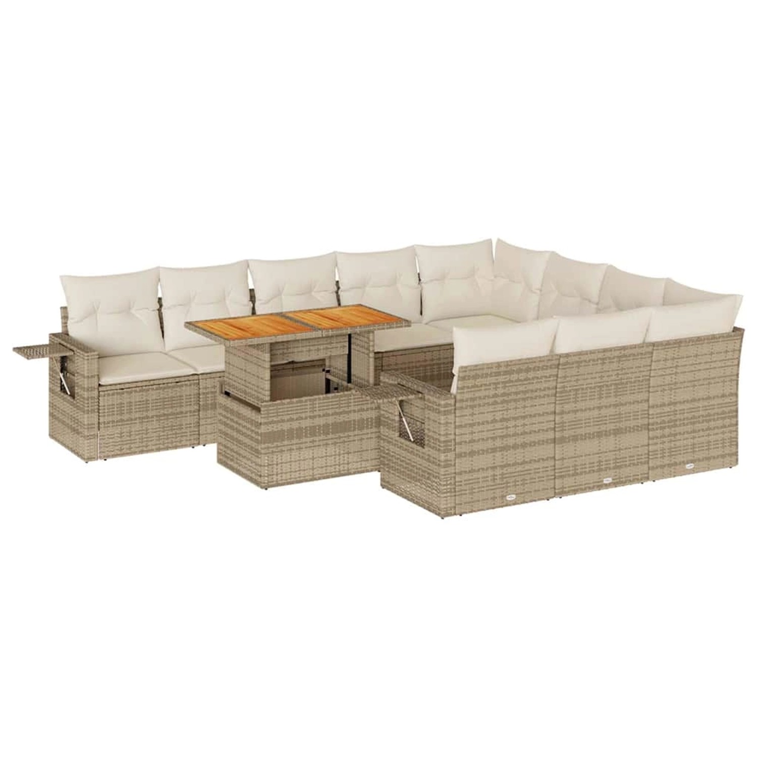 vidaXL 11-Tlg Garten-Sofagarnitur mit Kissen Beige Poly Rattan 3327201 günstig online kaufen