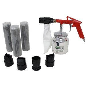 TRUTZHOLM Sandstrahlpistole mit Zubehör und 2,5kg Strahlsand für Kompressoren.