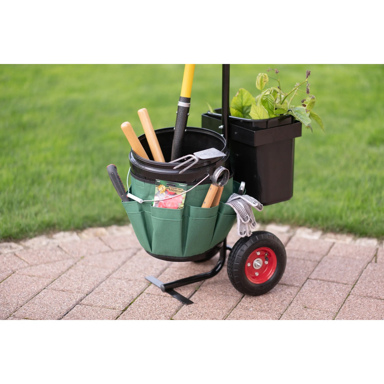 Westmann Gartenwagen Universal mit Werkzeugen und Pflanzen. Praktische Gartenkarre für Ordnung und Transport.