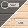 Karibu Gartenhaus Genf 3: Detailansicht der terragrauen Außenwand und der naturbelassenen Innenwand.