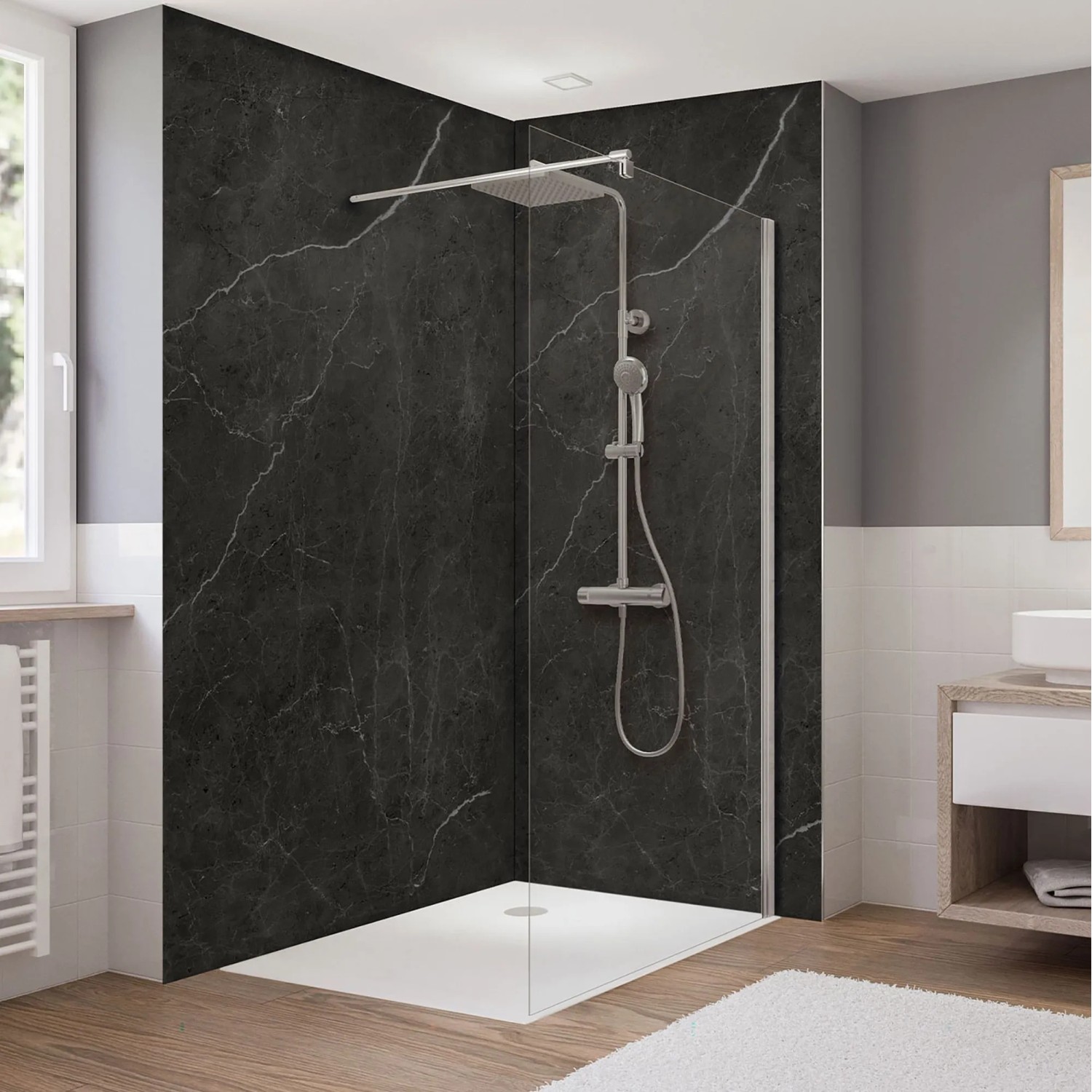 Breuer Walk-in Duschwand Via Klarglas inkl. CER Beschichtung 90 cm Chrom