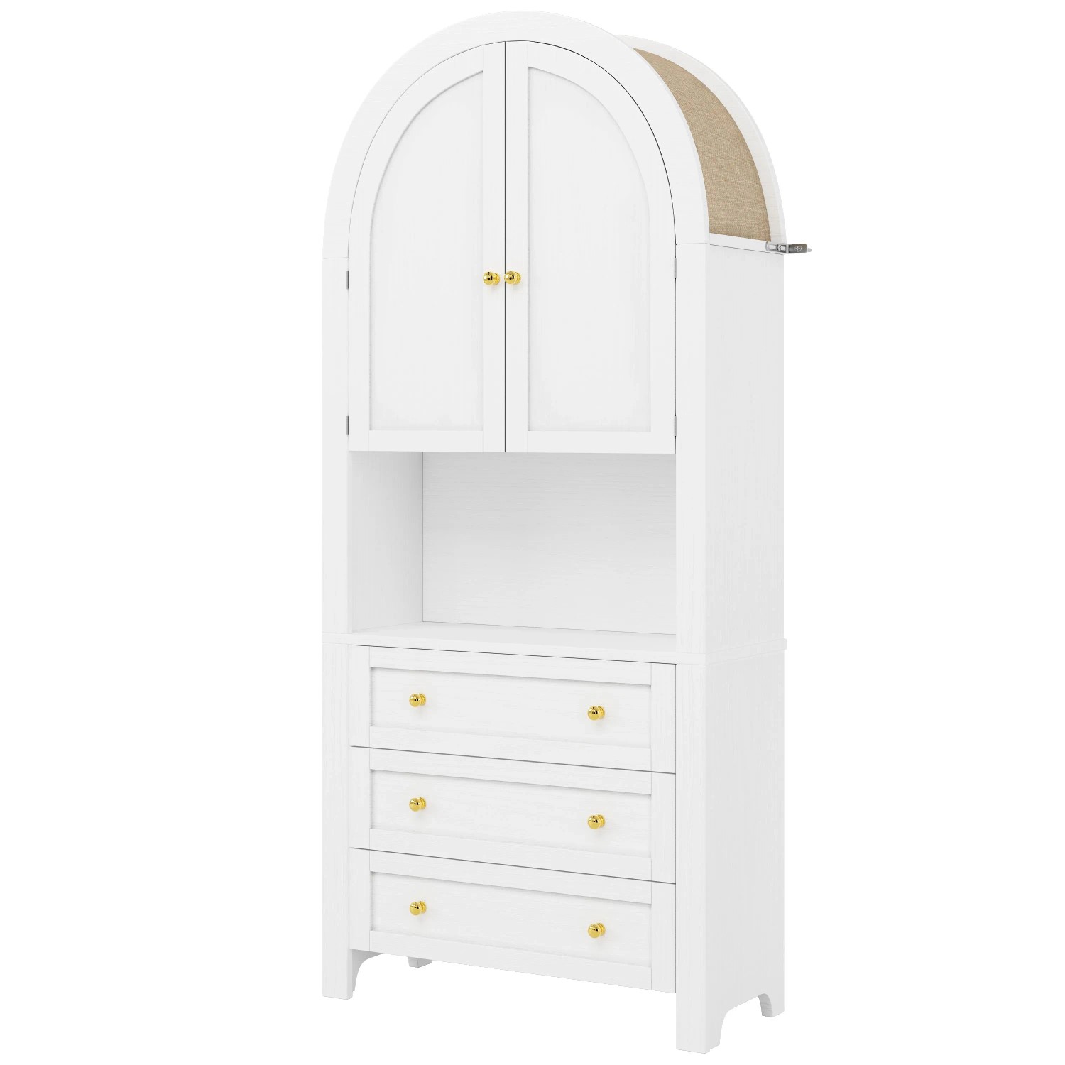 okwish Aufbewahrungsschrank mit Schubladen Türen Regal Wohnzimmer 70x35x180cm Weiß