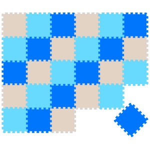 LittleTom Puzzlematte, 27-teilig, blau, beige und hellblau, für Babys und Kinder.