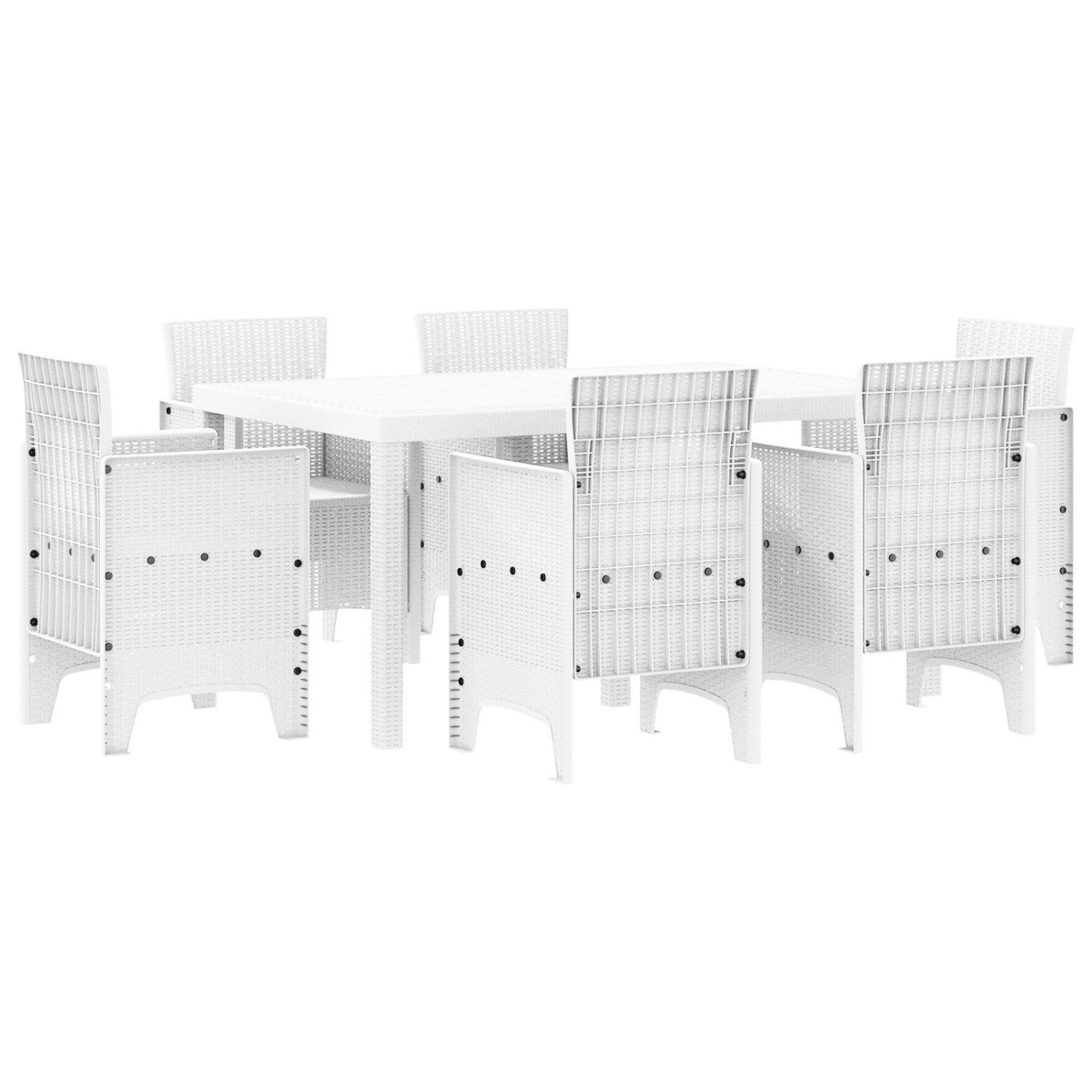 vidaXL 7-Teiliges Garten Esszimmer Set Weiß Poly-Rattan 3378562 günstig online kaufen