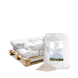 Palette mit 12 Säcken Ostrauer Kalkwerke Osmakal Magnesiumkalk 85, je 25 kg.