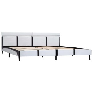 Weißes vidaXL Bettgestell mit LED, Kunstleder, 180x200 cm. Modernes Design für Schlafzimmer.