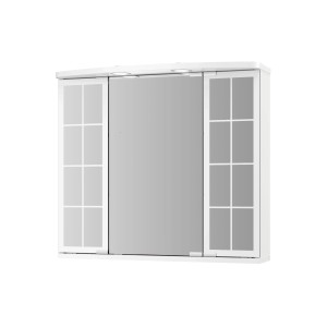 Jokey Spiegelschrank Binz, 67cm, weiß hochglanz, mit drei Türen und integrierter Beleuchtung.