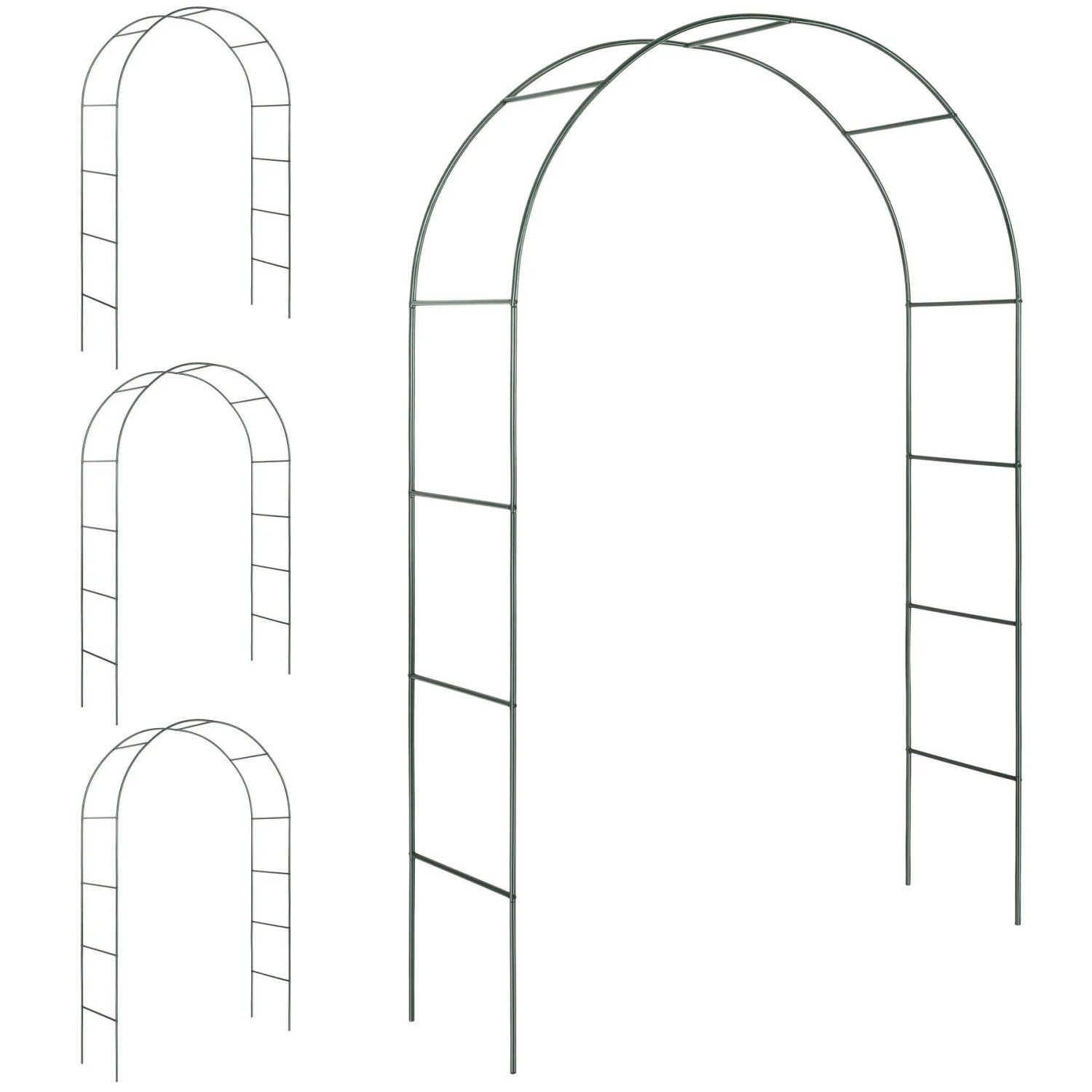 Tectake 4Er Set Rosenbogen Aus Stahl Wetterfest 140 x 40 x 240 cm Grün