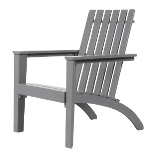 Grauer Adirondack Stuhl für Garten & Terrasse. Bequemer Gartenstuhl mit breiten Armlehnen und Lattenrückenlehne.