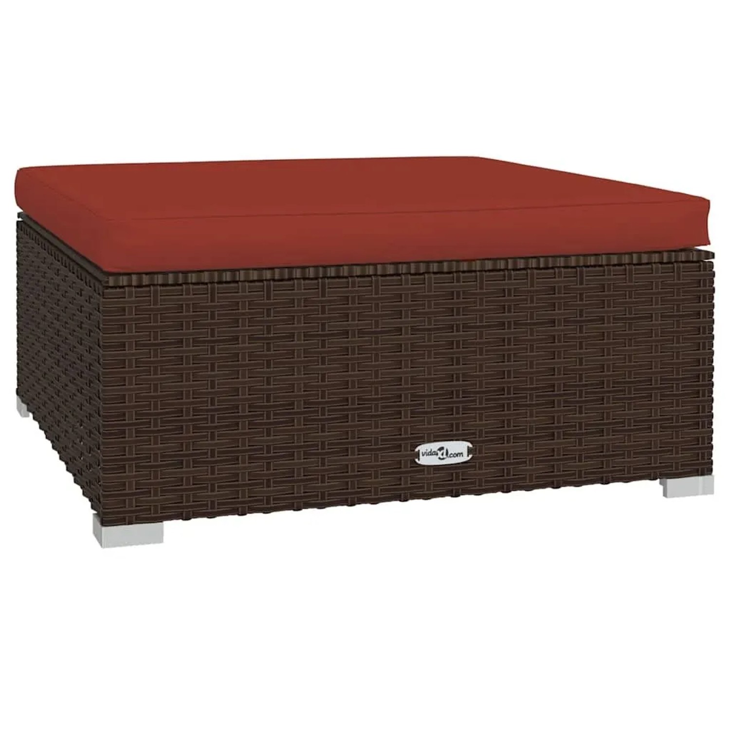 Thumbnail - vidaXL Gartenhocker mit Kissen Braun 70x70x30 cm Poly Rattan 317547