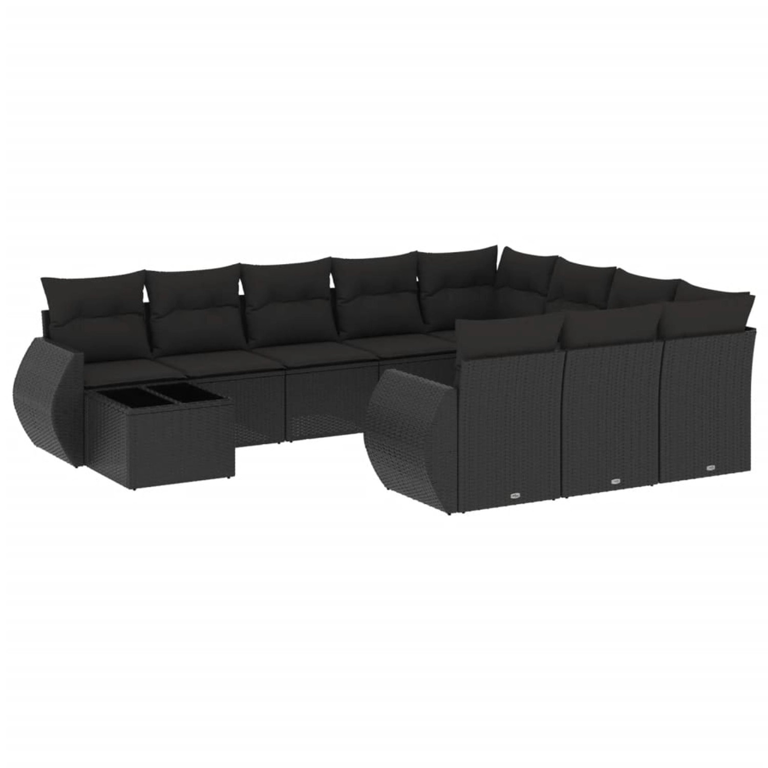 vidaXL 11-Tlg Garten-Sofagarnitur mit Kissen Schwarz Poly Rattan 3254262 günstig online kaufen