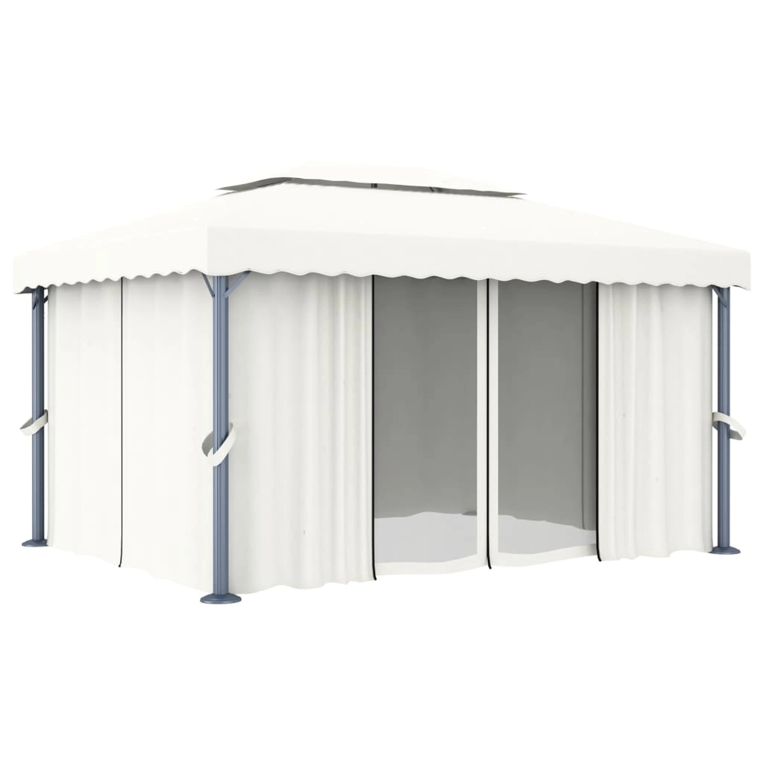 vidaXL Pavillon mit Vorhang 4x3 m CremeWeiß Aluminium