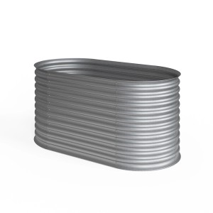 Silbernes OK-Living Hochbeet, 160x82 cm, aus Metall. Ideal für Gemüse und Kräuter im Garten.