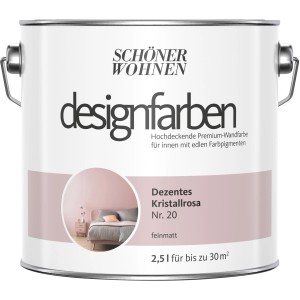 Farbeimer Schöner Wohnen Designfarben Dezentes Kristallrosa, matte, hochwertige Wandfarbe für Innenräume.