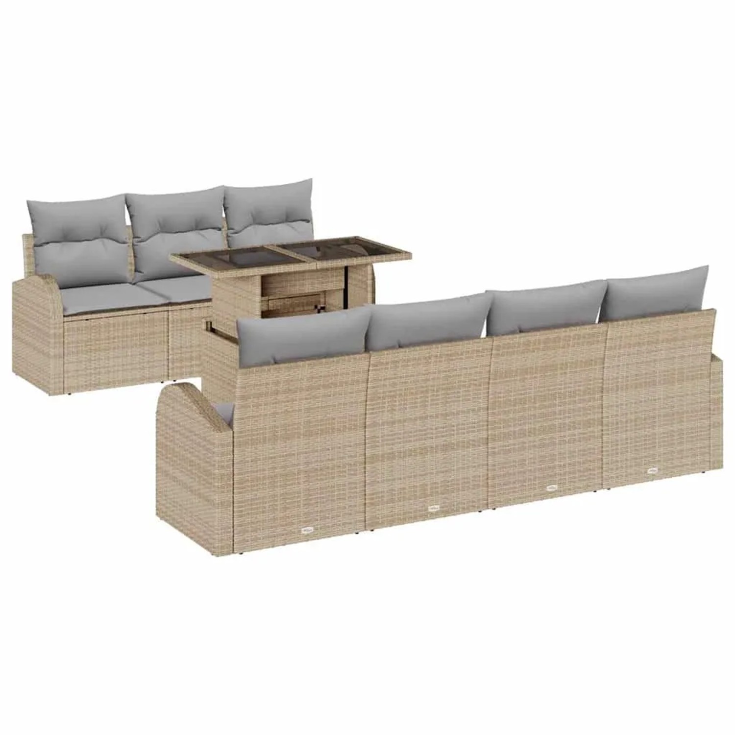 vidaXL Gartensofa-set mit Kissen mit Speicher 8-Tlg Beige Poly-Rattan 33573 günstig online kaufen