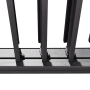 Detailaufnahme der schwarzen Beliani Gartenpergola mit Lamellendach und Aluminiumrahmen.