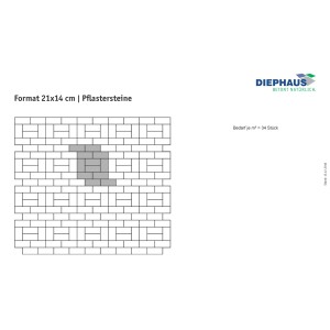 Verlegemuster für anthrazitfarbene Beton Drain Pflastersteine, 21x14x8 cm.