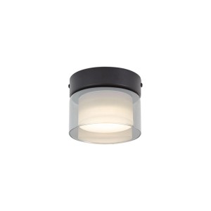 Moderne QAZQA Deckenleuchte Puck in Schwarz mit Rauchglas für Lampen & Leuchten.