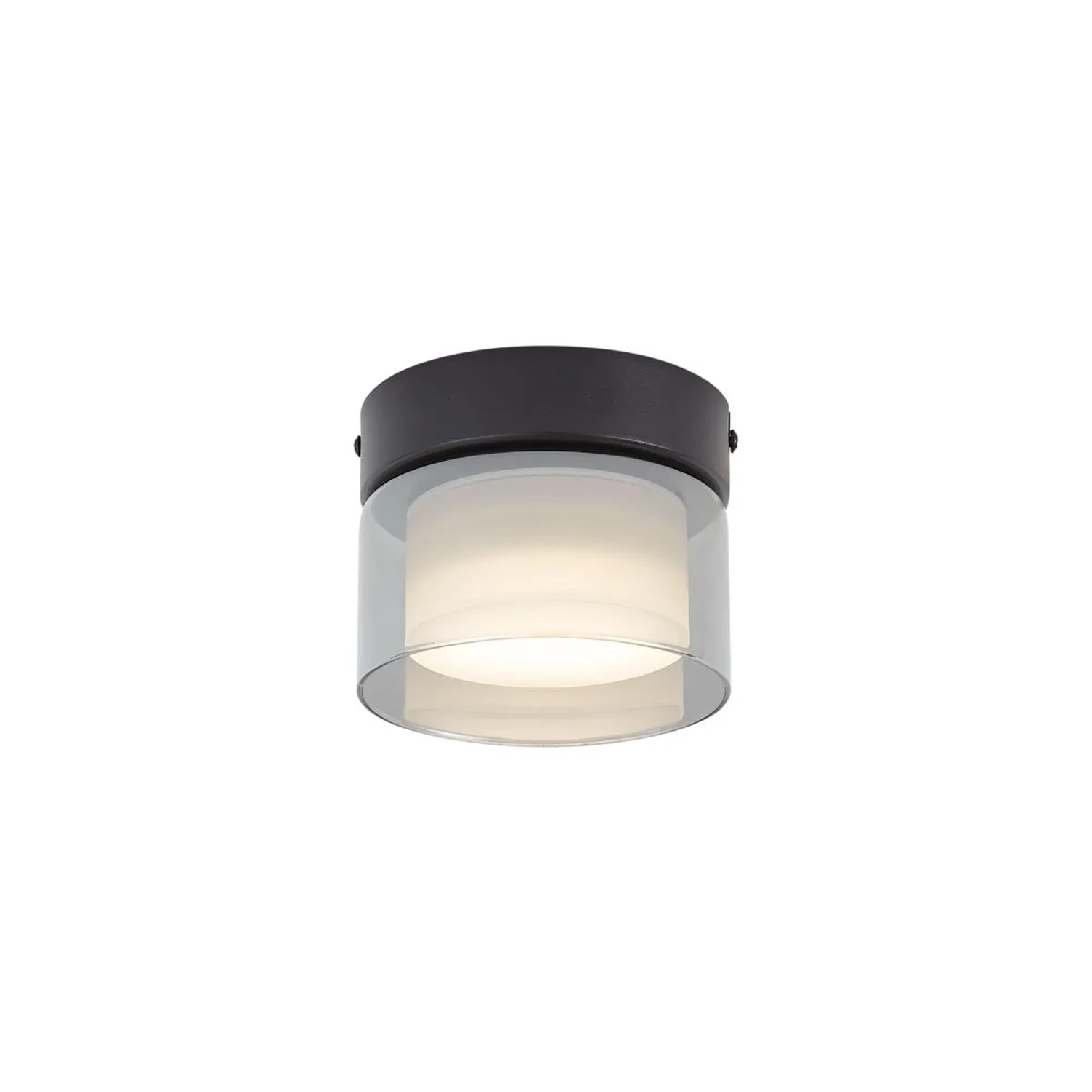 QAZQA Moderne Deckenleuchte Schwarz mit Rauchglas Puck