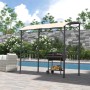 Outsunny GrillPavillon Metall Polyester Beige Schwarz 215B x 150T x 182/220H cm_2