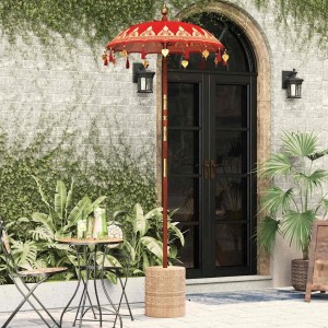 Roter vidaXL Balinesischer Sonnenschirm (95x95x260cm) für Garten/Terrasse.