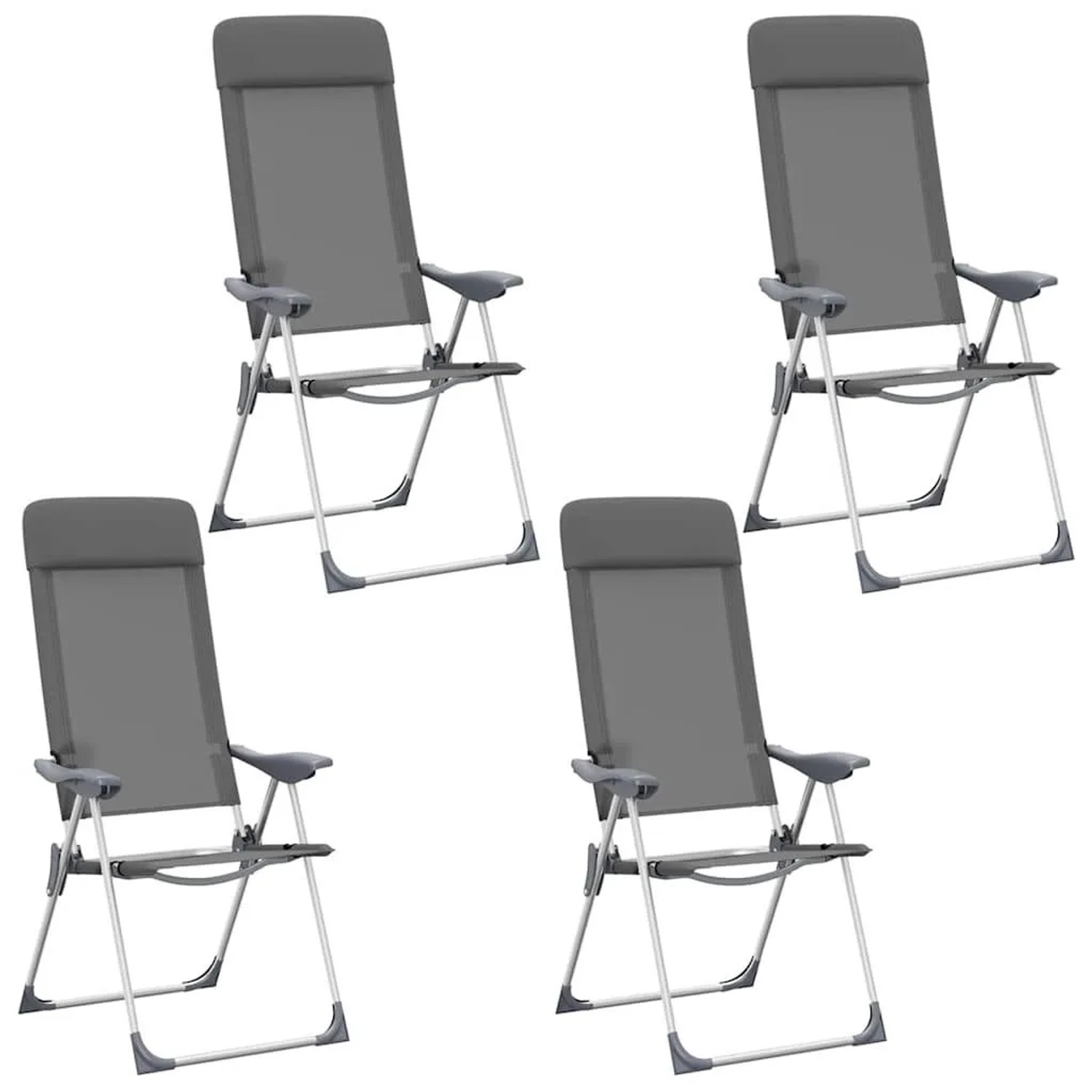 vidaXL Klappbare Campingstühle 4 Stk Grau Aluminium 44307