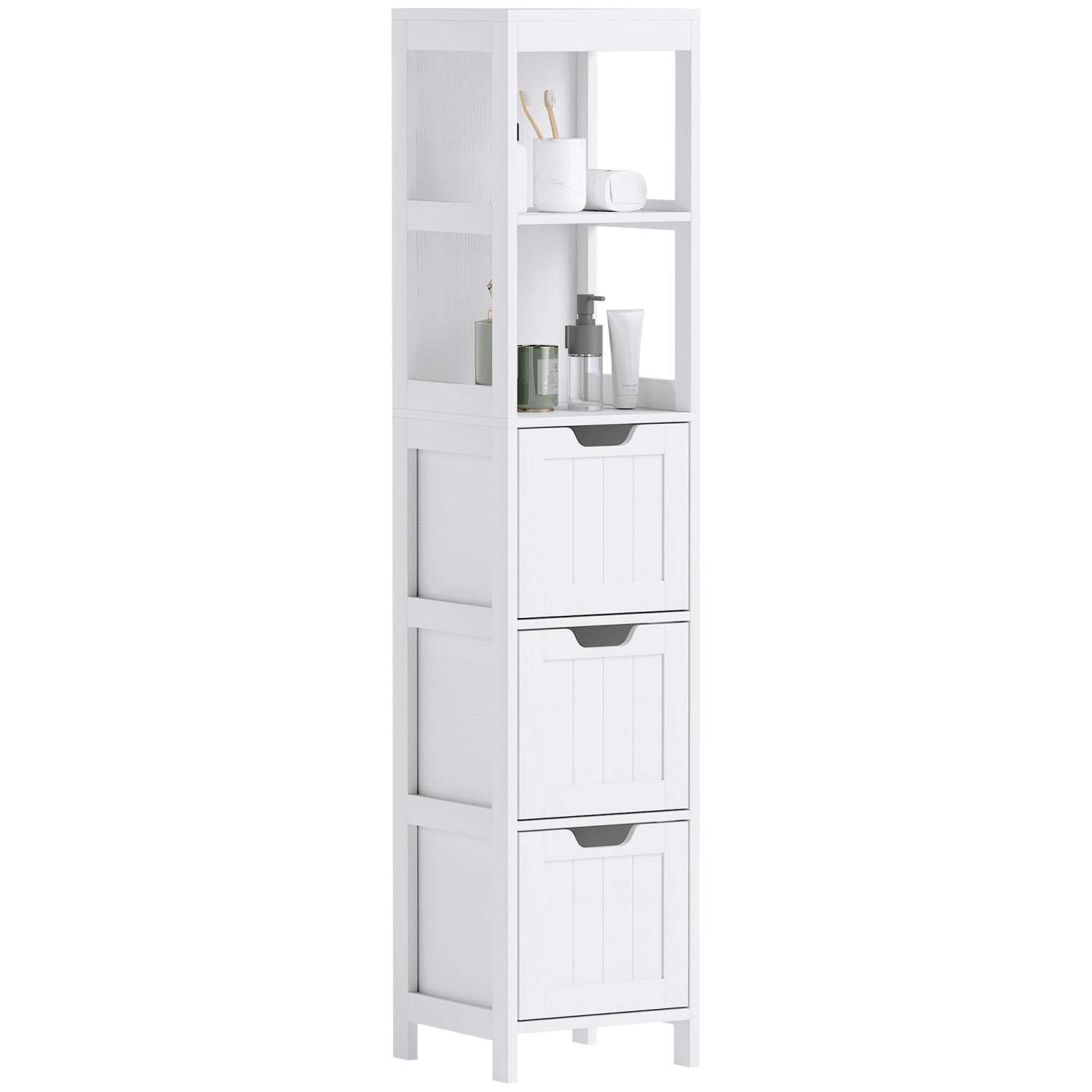 HOMCOM Badezimmerschrank Spanplatte MDF Weiß 30L x 30B x 142,4H cm günstig online kaufen