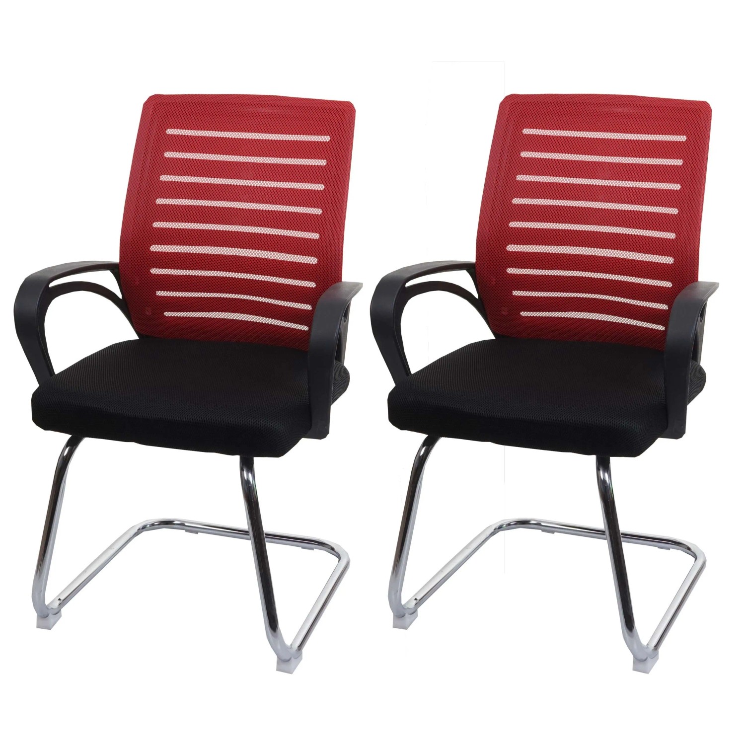 Mcw 2er-Set Konferenzstuhl K51 150kg Belastbar Stoff/Textil Rot