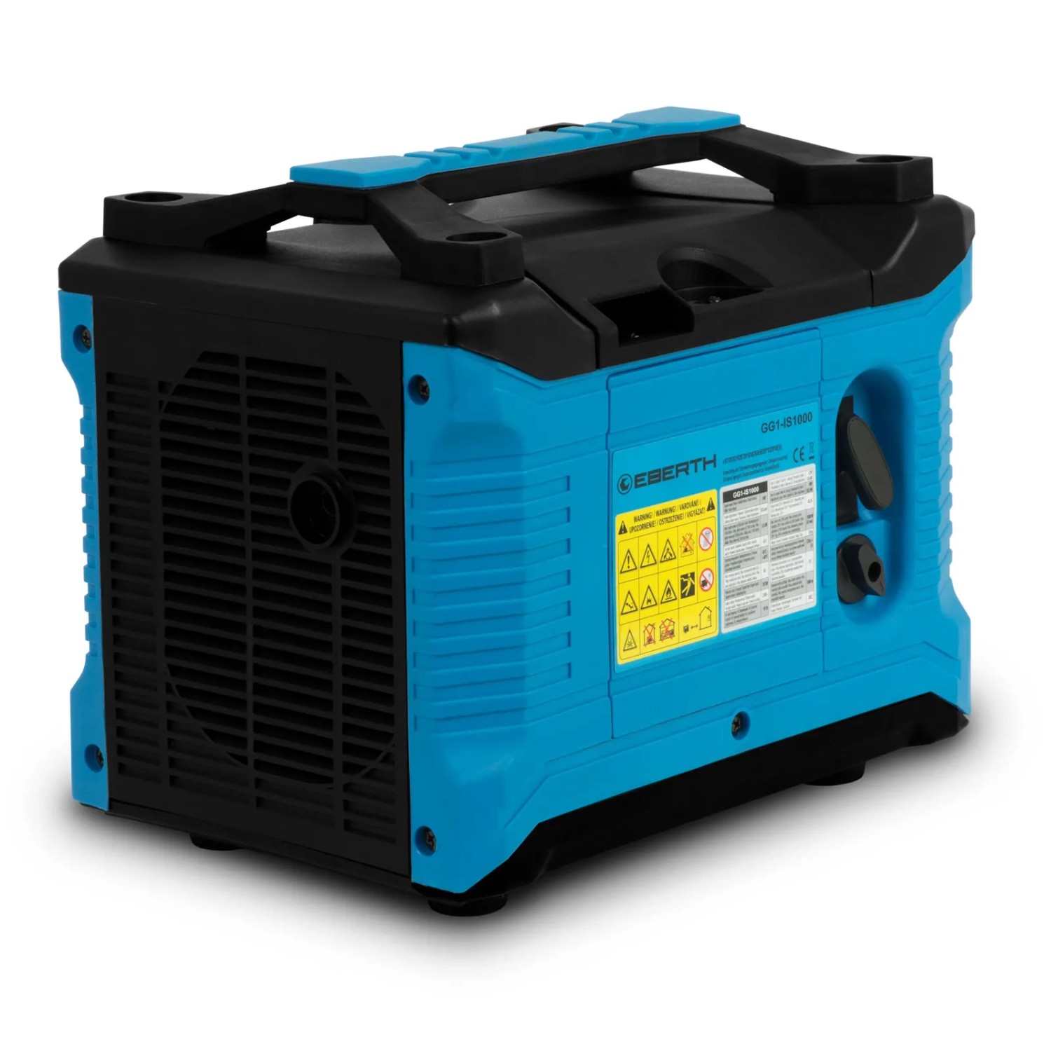EBERTH 1000W Inverter Stromerzeuger, leiser Generator mit 2 USB-Anschlüssen und blau-schwarzem Gehäuse.