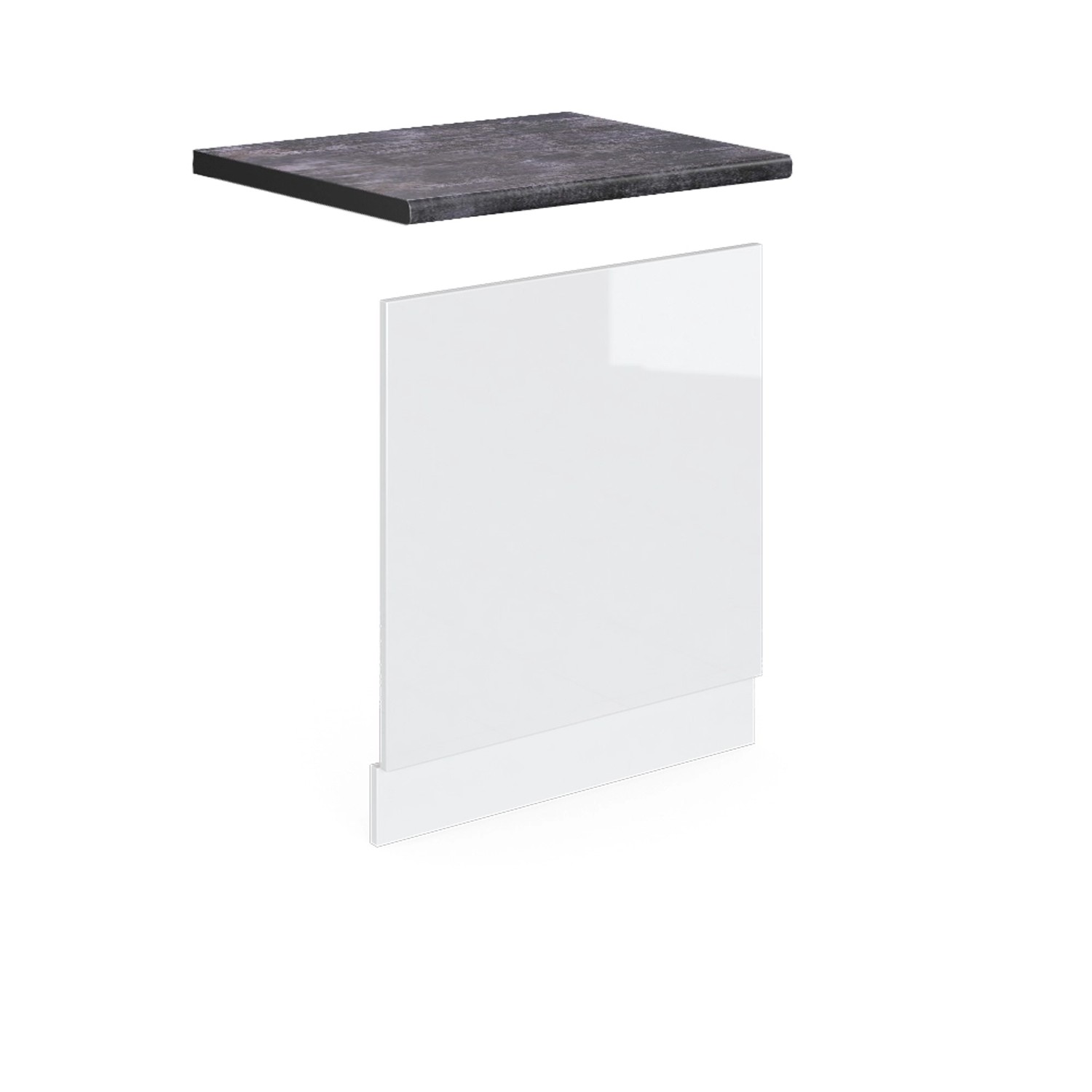 Thumbnail - Vicco Frontblende R-Line Geschirrspüler Fronttür Weiß Hochglanz/Weiß 60 cm AP Anthrazit