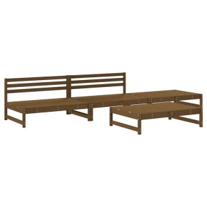 vidaXL 4-tlg. Gartenlounge-Set, honigbraun, Kiefer massiv. Gartenmöbel für Terrasse und Balkon.