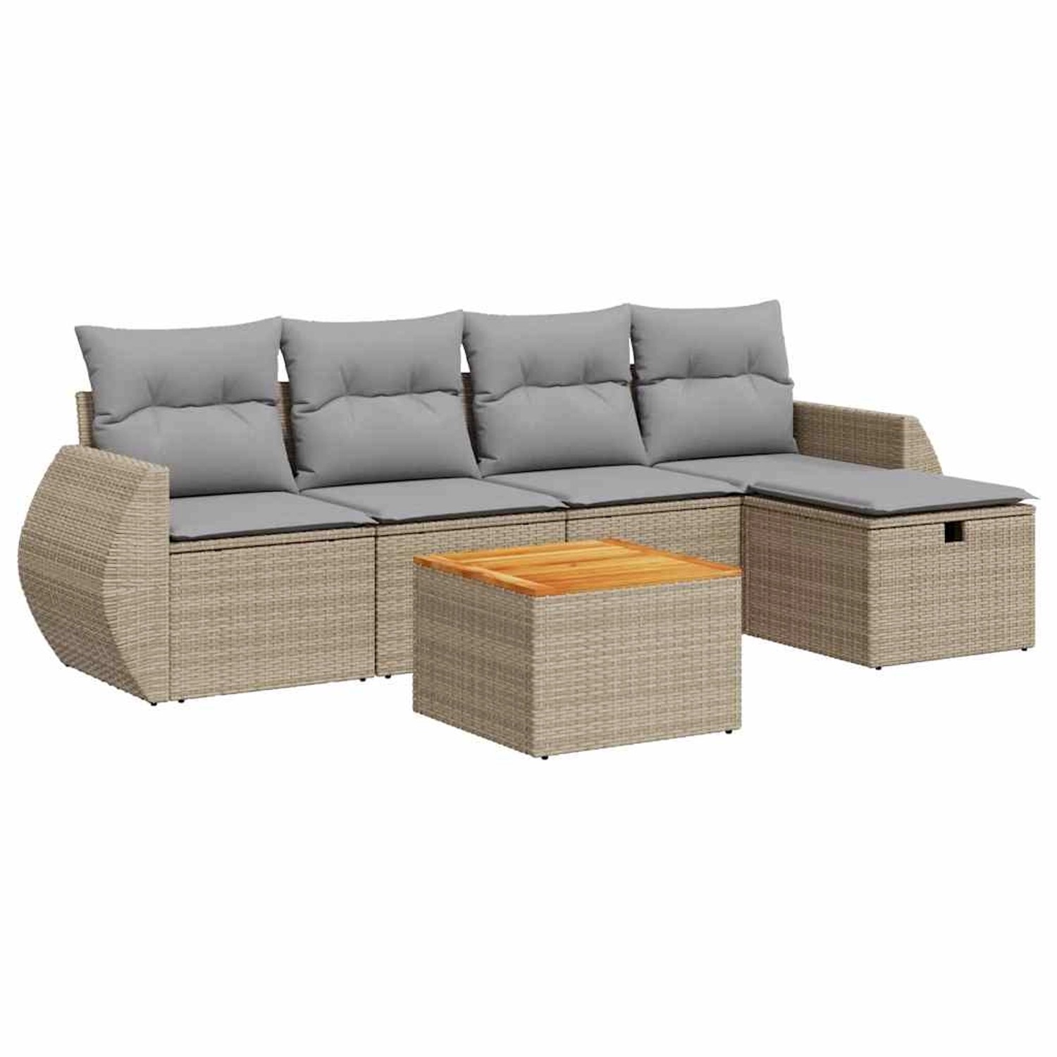 vidaXL 6-Tlg Garten-Sofagarnitur mit Kissen Beige Poly Rattan 3325839 günstig online kaufen