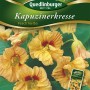 Samenpackung Quedlinburger Kapuzinerkresse 'Peach Melba' mit creme-gelben Blüten.