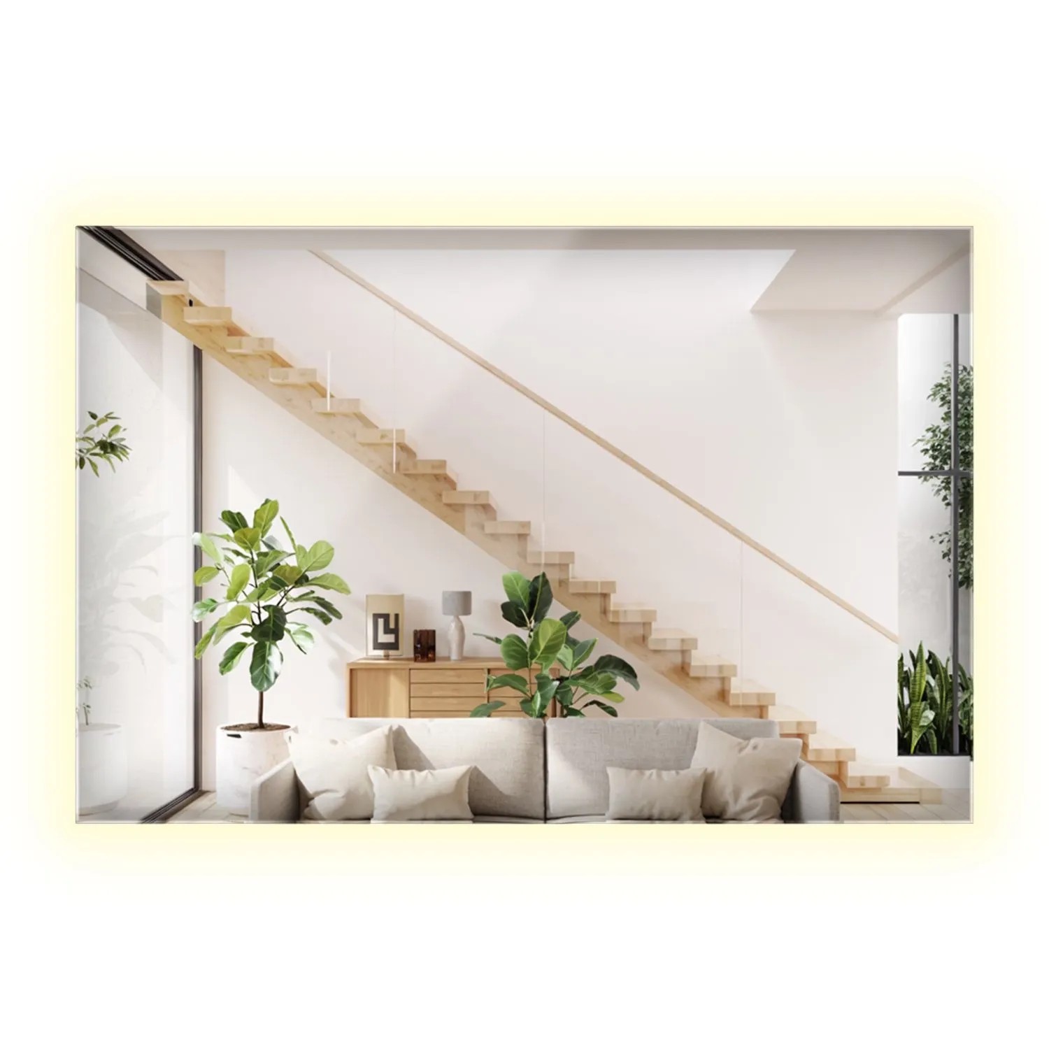 Wallfluent Spiegel Beleuchtet 60x40 cm Rechteckige Form Mit Kaltweiß 6500K Für Bad Schlafzimmer Und Flur