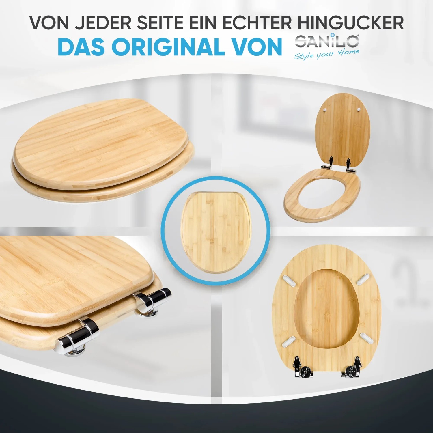 Sanilo WC Sitz Bambus Universal Absenkautomatik 200 kg 47 x 37.7 cm kaufen bei OBI