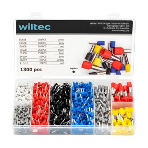 Wiltec Aderendhülsen Set, 1300-tlg., isoliert, farbig sortiert in transparenter Box für Kabel 0,5-10mm².