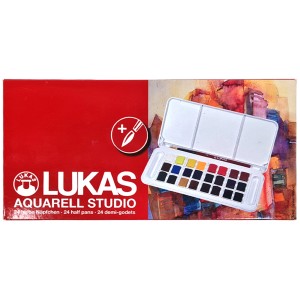 Lukas Aquarell Studio Reiseset mit 24 Aquarellfarben im Malkasten.