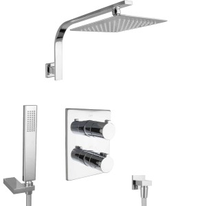 PaulGurkes Design Duschset mit Thermostat Unterputz und Regendusche, verchromt.