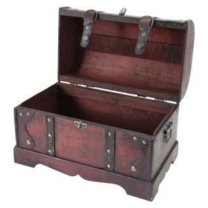 HMF 6403-140 Schatztruhe Schatzkiste Holztruhe Schloss 40 x 23 x 27 cm Groß Kambodscha